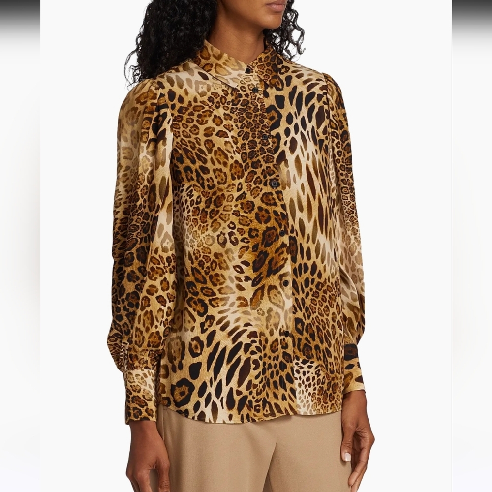 NWT ELIE TAHARI | $345 Animal Print Blouse - Picture 4 of 9